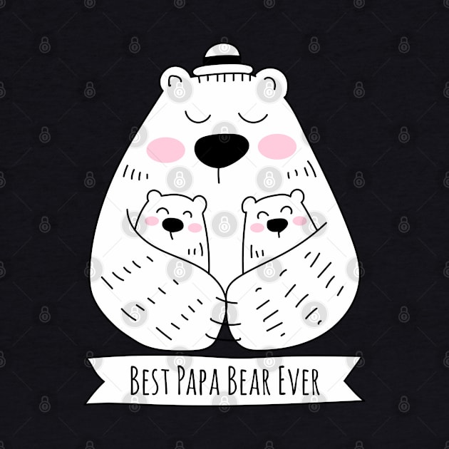 Best Papa Bear Ever - 2 Kids by HappyCatPrints